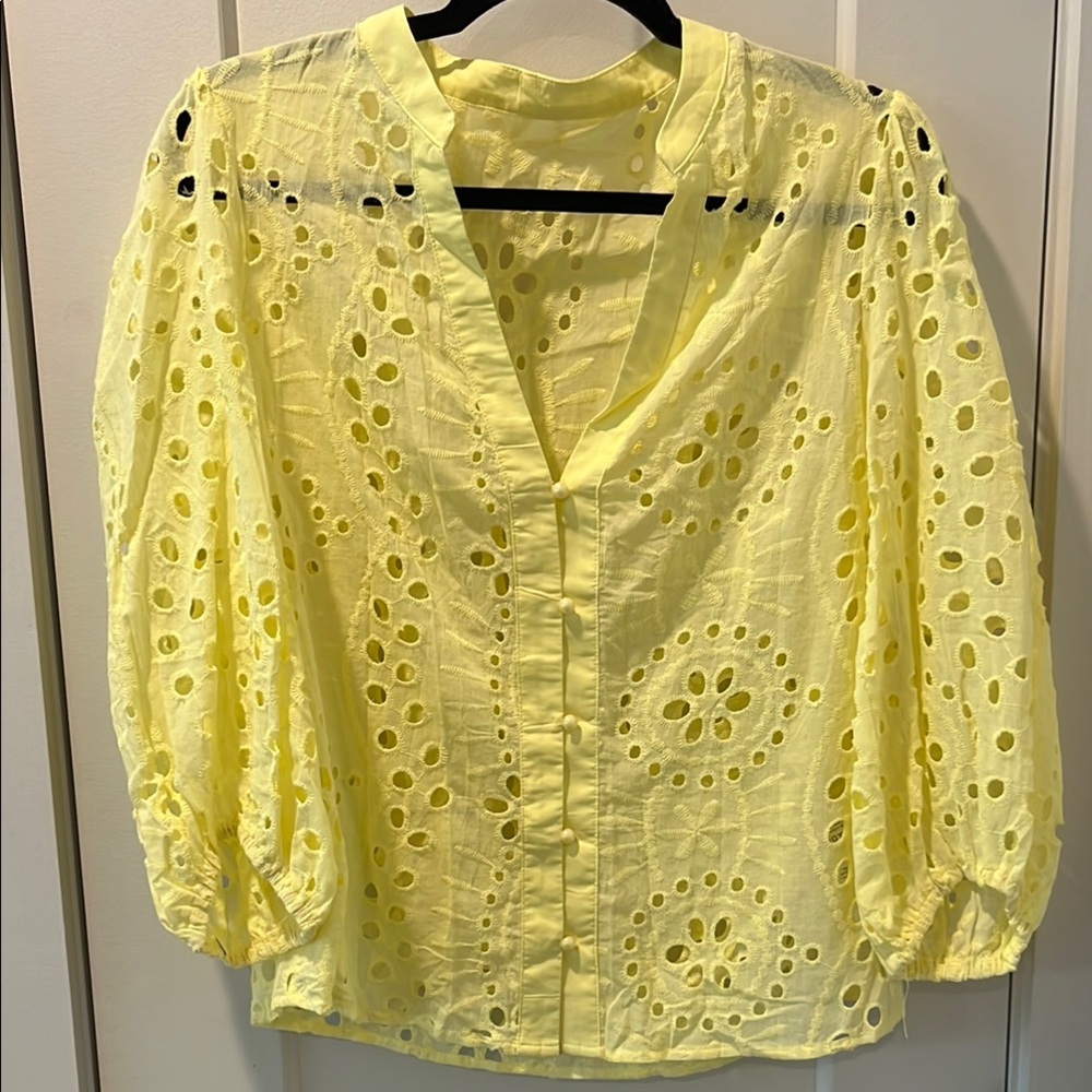 Yellow Eyelet Blouse